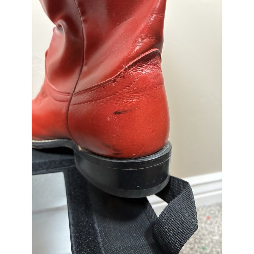 Laredo Sz 7 Red Leather Cowboy Boots Roper Western Made in USA Cowgirl Vtg - Picture 4 of 7